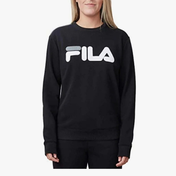 Fila Alexa Crewneck Sweatshirt Black Large Logo spellout New 90s Y2K - Picture 1 of 5